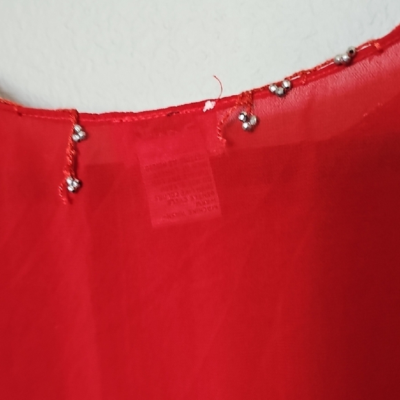 Sante Classics Vintage Red Boho Hippie Beaded  Embroidered Kaftan Dress One Size - Picture 9 of 10